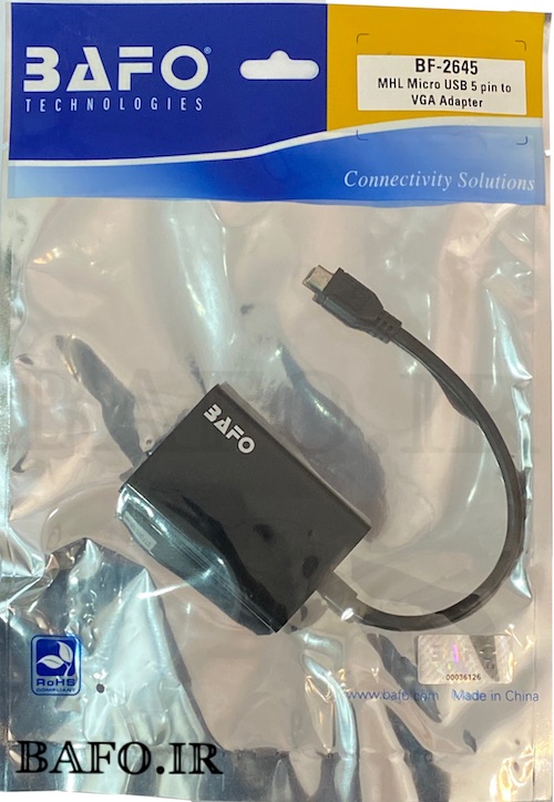 تبدیل Micro Usb به Vga برند بافو مدل Bf 2645 مبدل Mhl به Vga و خروجی صدا بافو Mhl Micro Usb 5pin To Vga Bafo