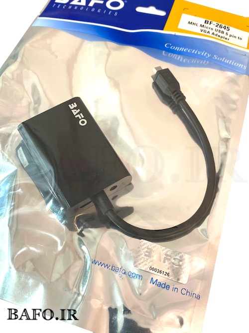 تبدیل Micro Usb به Vga برند بافو مدل Bf 2645 مبدل Mhl به Vga و خروجی صدا بافو Mhl Micro Usb 5pin To Vga Bafo