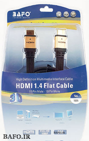 کابل Hdmi ورژن ۲ فلت بافو 2 متر کابل اچ دی ام آی 2m فلت Bafo Hdmi Flat Gold 2m Bafo