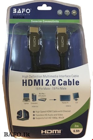 کابل اچ دی ام آی ۲ متر بافو | کابل HDMI مش متال 2 متر بافو | HDMI 2M Mesh Metal BAFO