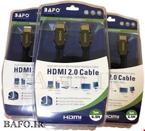  کابل hdmi اچ دی ام آی ۳ متری مارک بافو مش متال با روکش کنفی و سر سوکت درجه یک بالاترین کیفیت تصویر را انتقال می‌دهد.
