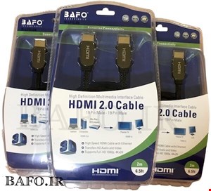  کابل HDMI ۲ متر روکش دار بافونمایندگی کابل hdmi bafoقیمت کابل ۲ hdmi متری بافوقیمت کابل اچ دی ام ای بافو  