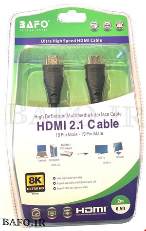 کابل اچ دی ام آی ورژن 2.1 بافو طول ۲ متر | HDMI 2.1 8K 4K 120Hz 2M BAFO