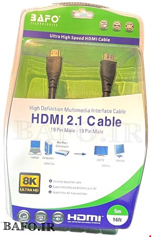 کابل اچ دی ام آی ورژن 2.1 بافو طول 5 متر |  HDMI 2.1 8K 4K 120Hz BAFO 5M 