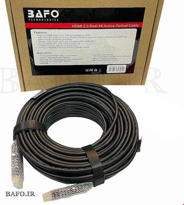 کابل HDMI 30M Ver2.0 4K 60Hz |کابل HDMI 2.0 Real 4K Active Optical Cable | کابل HDMI AOC 30M BAFO | کابل اچ دی ام آی 30 متر اپتیکال بافو
