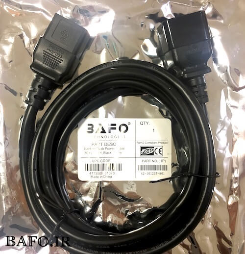  کابل برق بک تو بک بافو مدل C20-C19 با طول 60 سانتی متر مناسب برای سرور ها, UPS و PDU به ضخامت ۳*۱.۵ میلی متر و با توان عبور جریان ۱۶ آمپر
