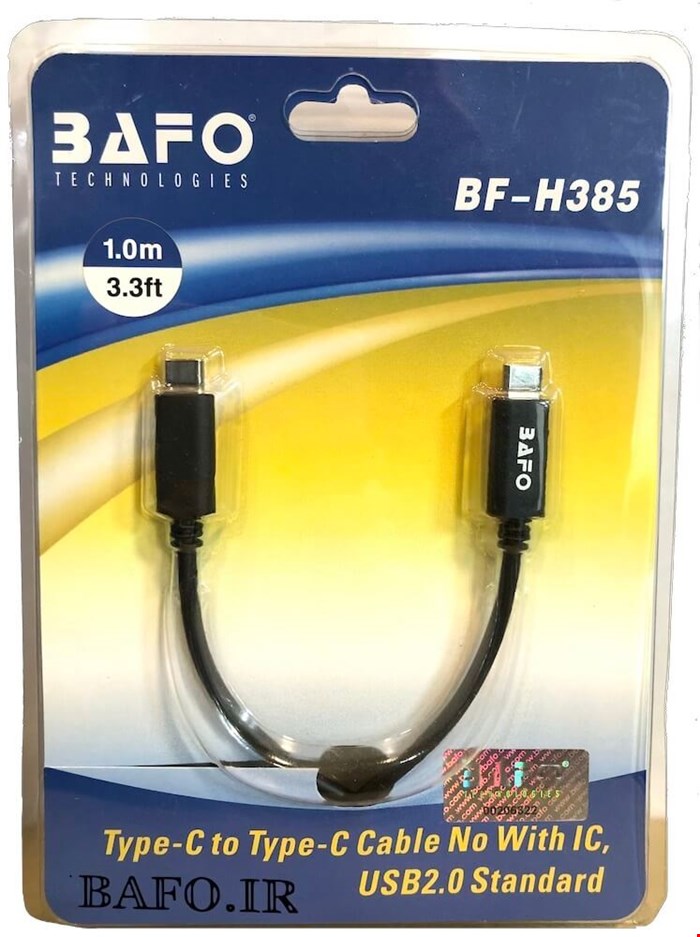  کابل 1 متر دوسر نری تایپ سی مدل BF-H385 | کابل USB 2.0 TYPE C TO TYPE C  NO WITH IC BAFO