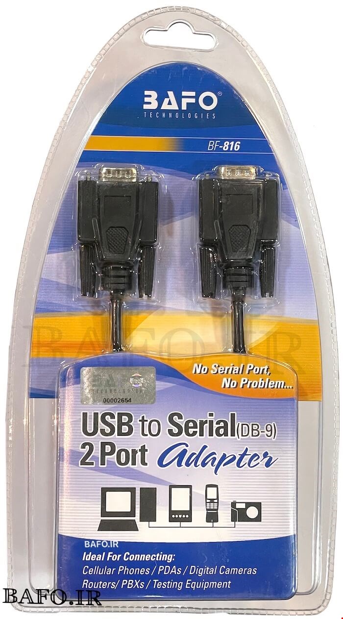 کابل تبدیل USB به سریال ۲ پورت بافو | مبدل USB به 2X RS232 بافو | USB To Serial 2 Port DB9 BAFO |BF-816 
