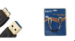 کابل تبدیل USB3.0 Gold Blister به Micro   بافو 0.75 متر | کابل  USB3.0 AM to Micro 0.75M Gold Blister