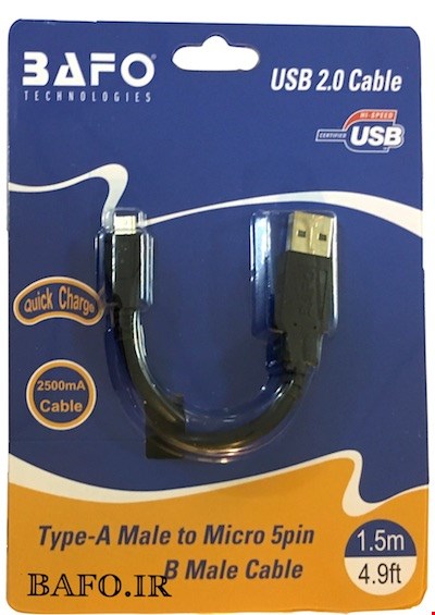 کابل میکرو یو اس بی بافو | کابل شارژ اندرویدی بافو | micro usb cable bafo 1.5M