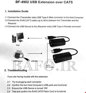  جهت افزایش و انتقال طول USB در فواصل دور تر می توان از اکستندر USB که با کابل شبکه انجام می شود استفاده کرد.          اکستندر USB بافو ۴۰ متر              قیمت اکستندر USB بافو               اکستندر بافو               اکستندر USB بافو ۴۰ متر               افزایش دهند USB بافو                       بهترین اکستندر USB تا 40 متر 