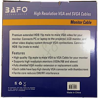  کابل مانیتور که در بازار به آن VGA یا RGB نیز گفته می‌شود جهت اتصال کارت گرافیک به ویدیوپروژکتور و مانیتور به کار می‌رود.