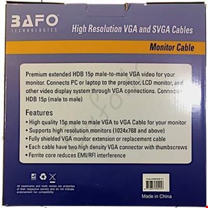  کابل مانیتور که در بازار به آن VGA یا RGB نیز گفته می شود جهت اتصال کارت گرافیک به ویدیوپروژکتور و مانیتور به کار می رود.